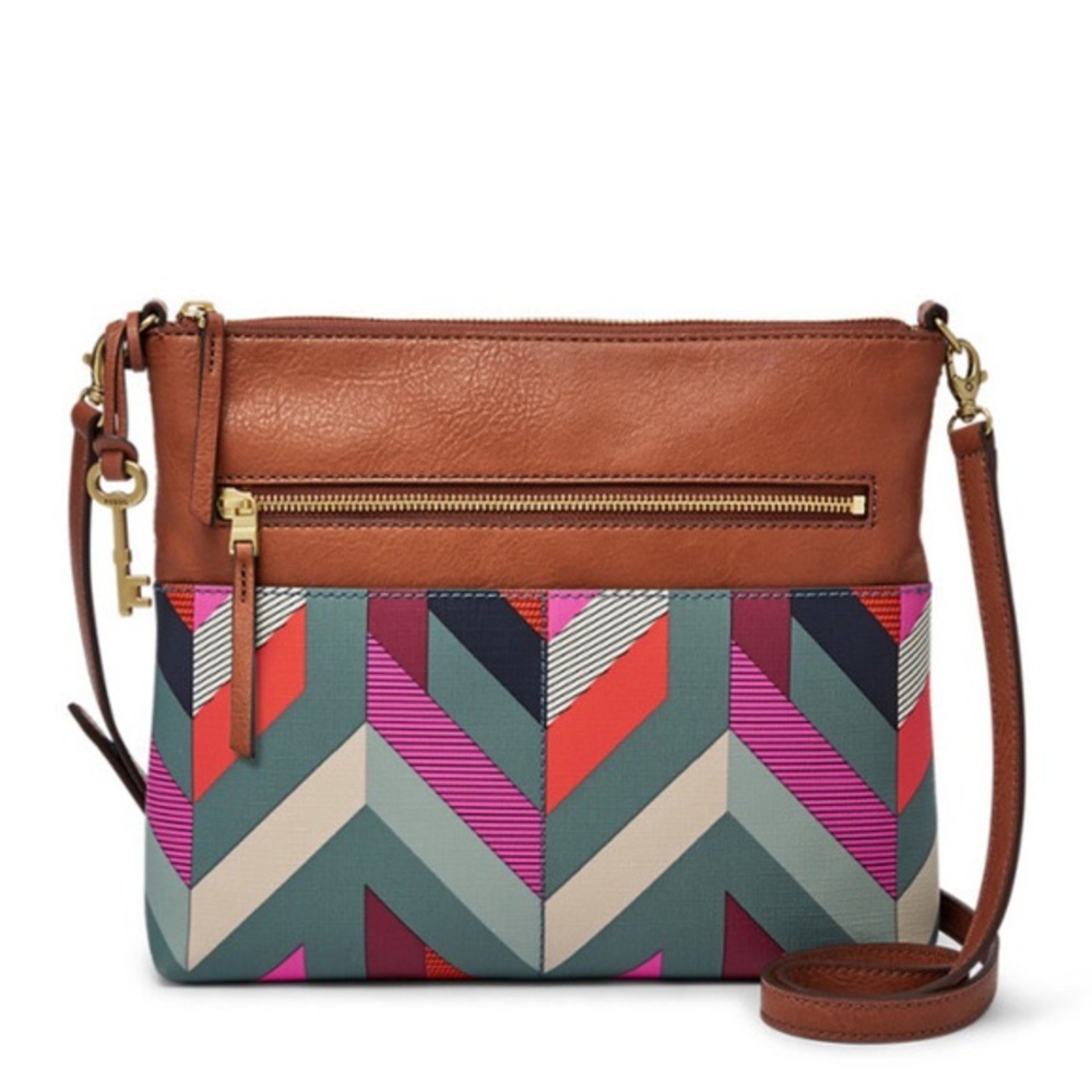 FOSSIL Fiona Chevron Crossbody Leather Bag